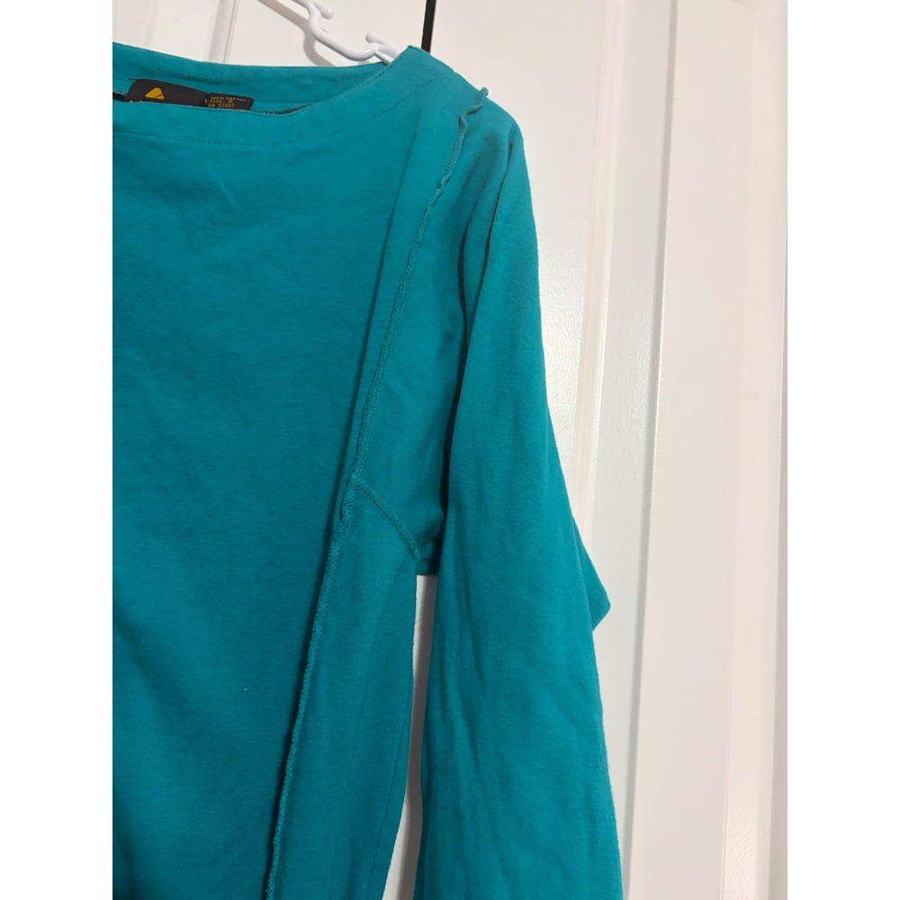 Lizsport Sweatshirt Vintage 90s Teal Exposed Seam Boat Neck‎ Small - Picture 5 of 6